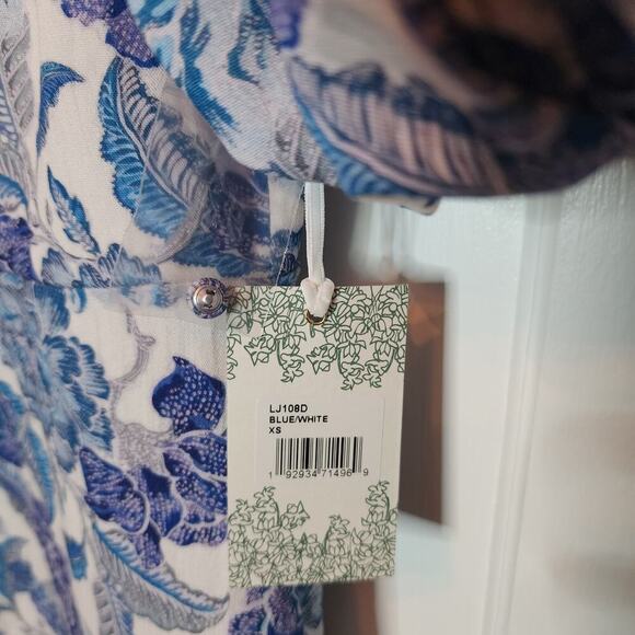 Tuckernuck Hyacinth House  Steel Blue Floral Brody Midi Dress Sz XS - Picture 7 of 8